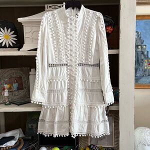 Layered With Love Medium M Anthropologie white pom pom dress